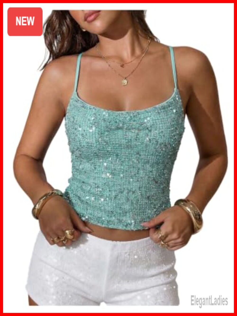 Sparkly Sequin Backless Crop Top